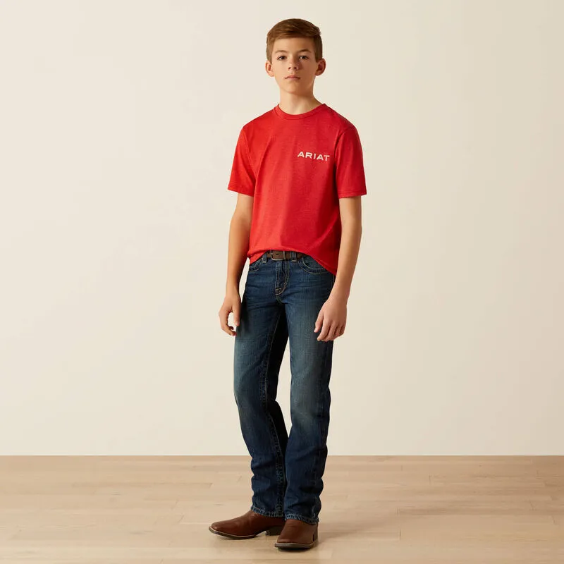 Ariat Boys Original Flag Scope Tee Red Heather 10054067