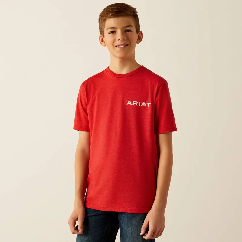 Ariat Boys Original Flag Scope Tee Red Heather 10054067