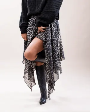Asymmetrical Midi Skirt In Leopard Print