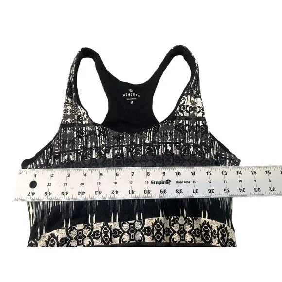 Athleta Maxi Long Dress Women Medium Black Geometric Jersey Racerback Bra Sporty
