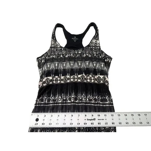 Athleta Maxi Long Dress Women Medium Black Geometric Jersey Racerback Bra Sporty