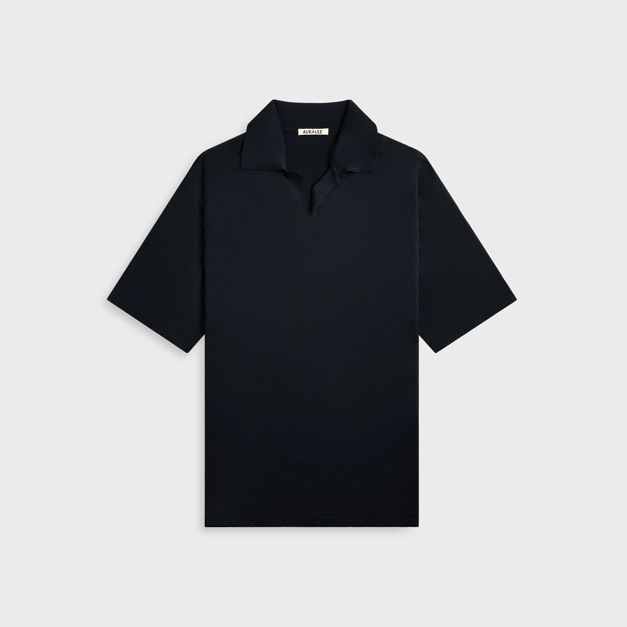 Auralee Product Dyed Wool Knit Polo - Navy