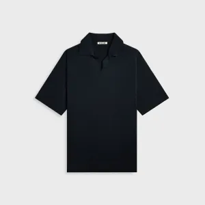 Auralee Product Dyed Wool Knit Polo - Navy