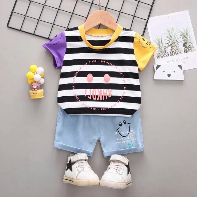 Baby Boys Girls Clothes Clothing Sets Kids Children Boy T-shirts   Pants Suits Summer Toddler