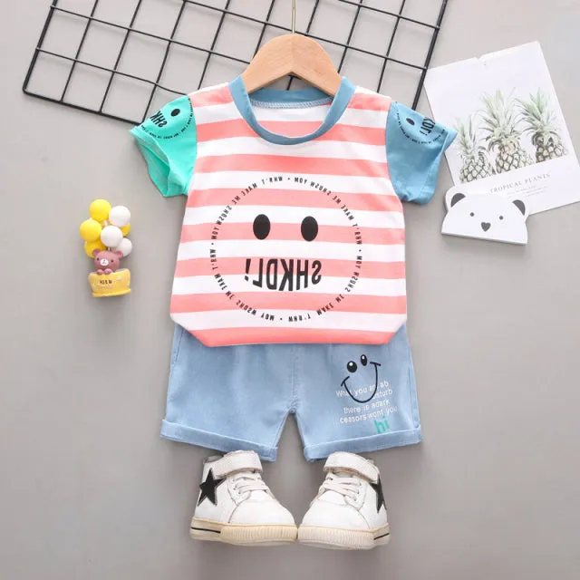 Baby Boys Girls Clothes Clothing Sets Kids Children Boy T-shirts   Pants Suits Summer Toddler