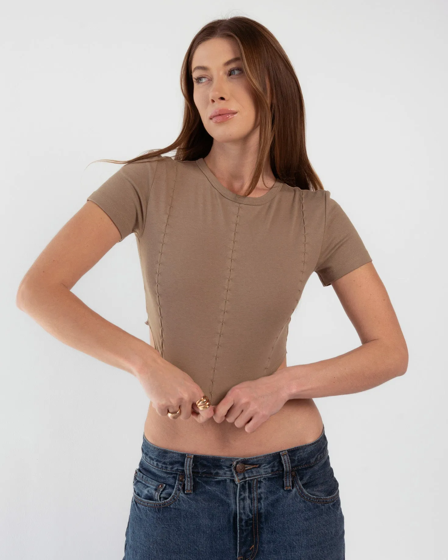Baby Corset Crop - Cafe