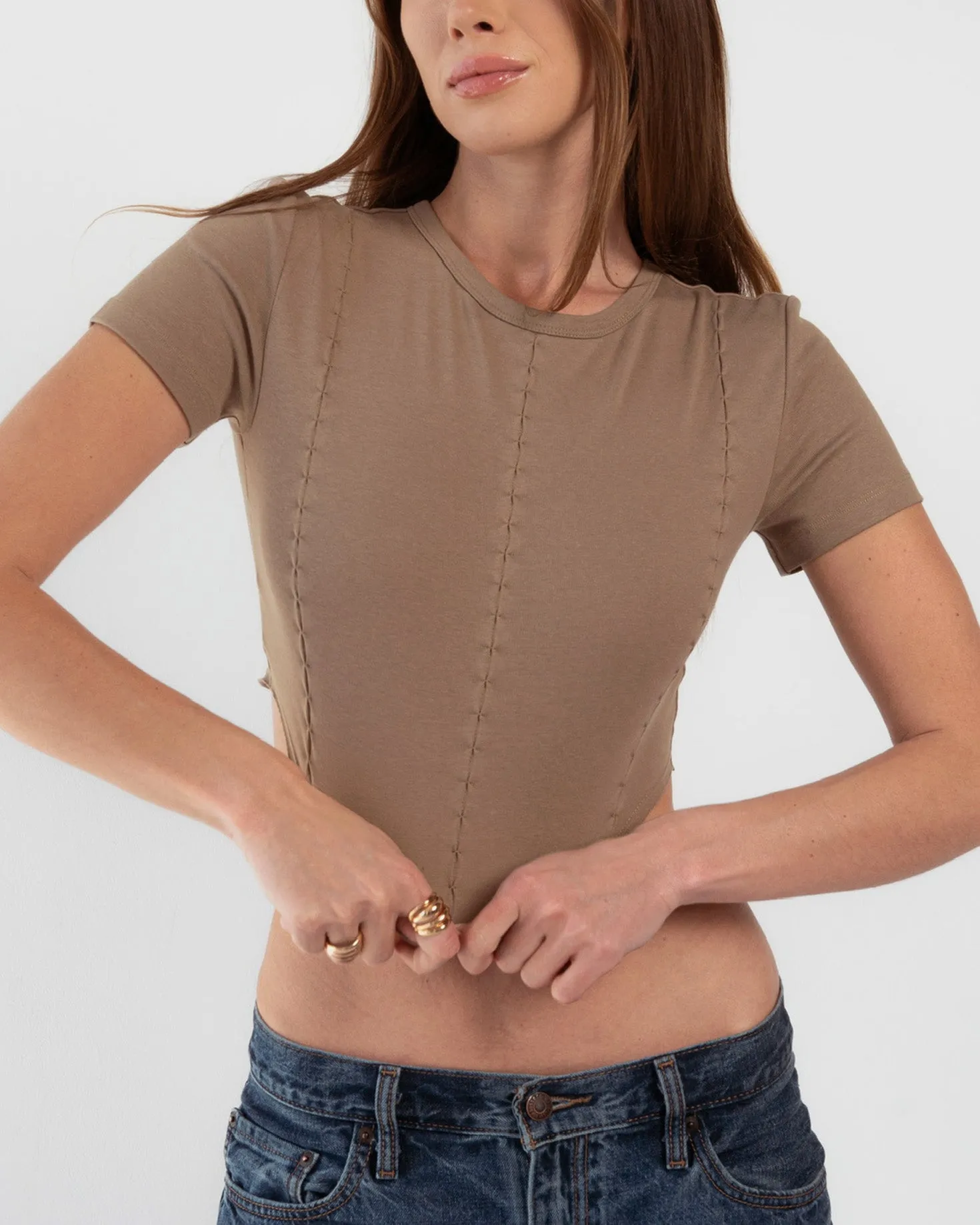 Baby Corset Crop - Cafe