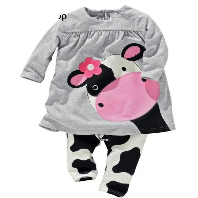 Baby Girl Set Heart-shaped Print Bow Cute 2PCS Kid Set T shirt   Pants Cute Princess Kids Clothing Set born Clothing