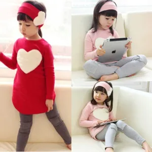 baby girls clothing sets spring/autumn fashion princess love pink/red long-sleeve T-shirts  pants 3 pieces kids clothes for girl
