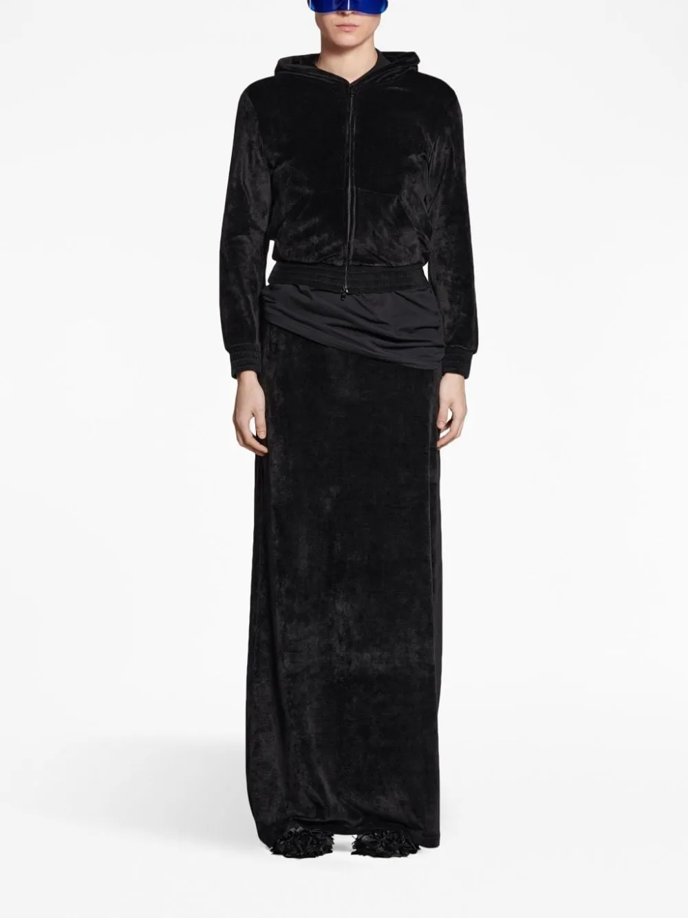 Balenciaga Velvet-Effect High-Waisted Skirt
