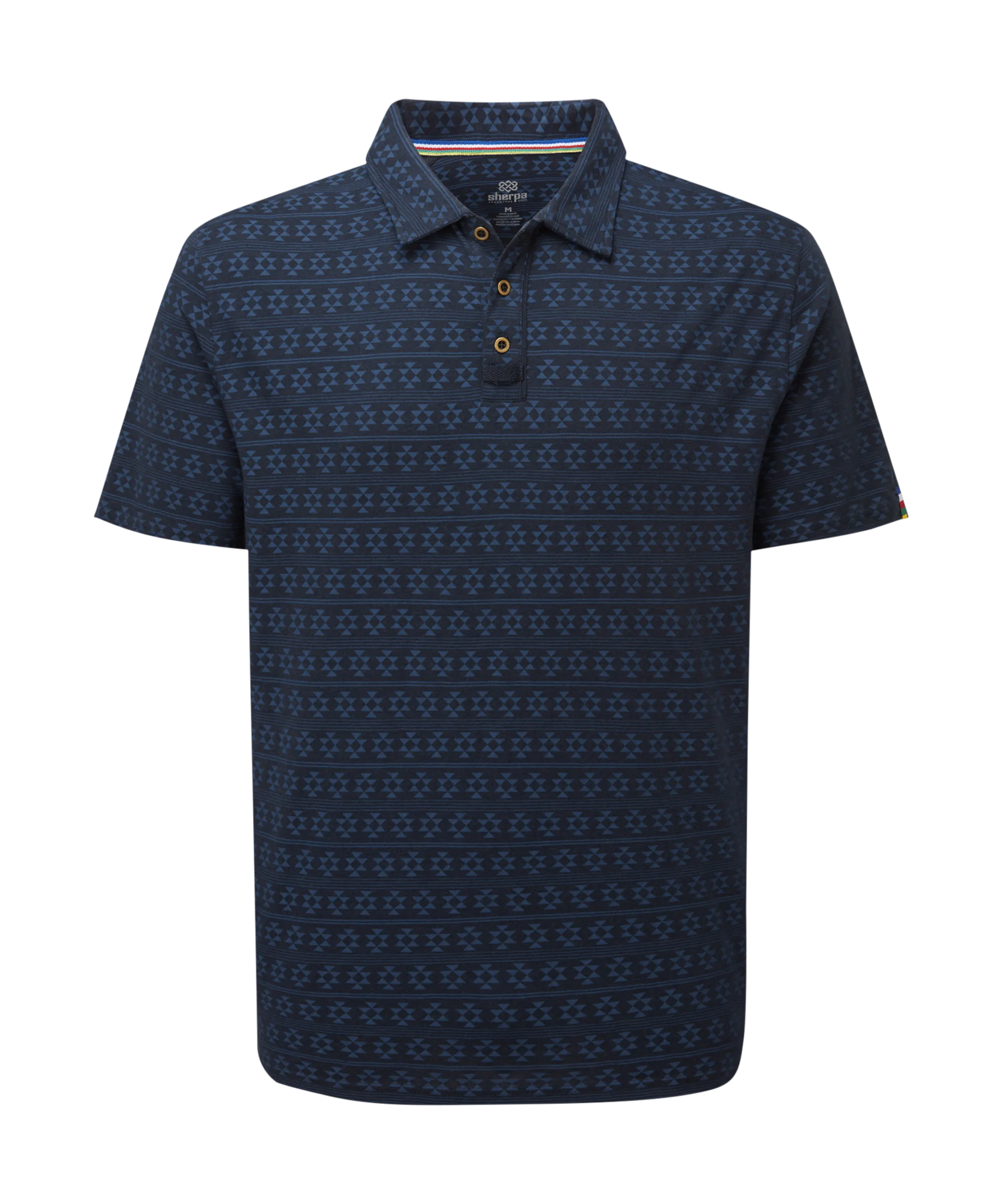 Bali Polo Shirt - Rathee Blue Prayer Wheel