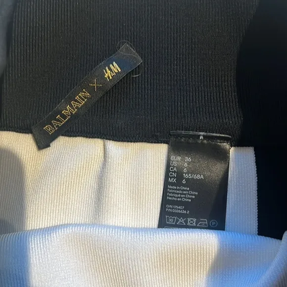 Balmain x HM Black and White Colorblock Knit Contrast Midi Pencil Skirt