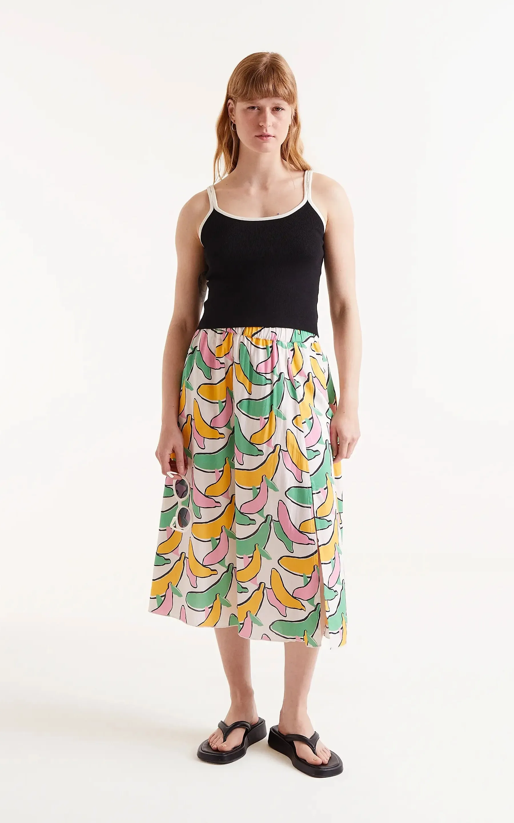 Banana Print Midi Skirt