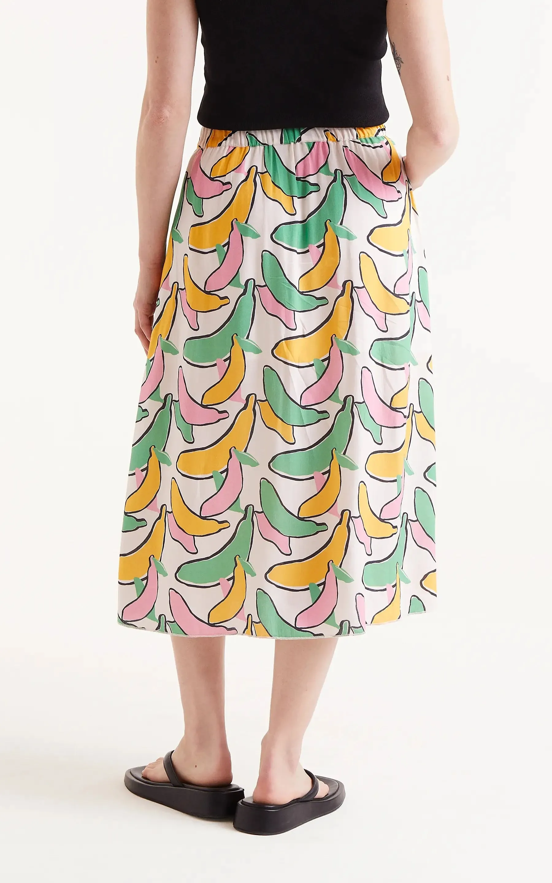 Banana Print Midi Skirt