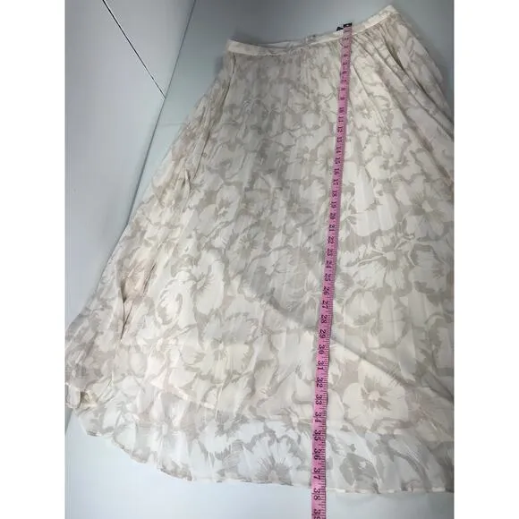 Banana Republic Womens Clothing Maxi Skirt Cream Floral 10 / Medium Garden Party