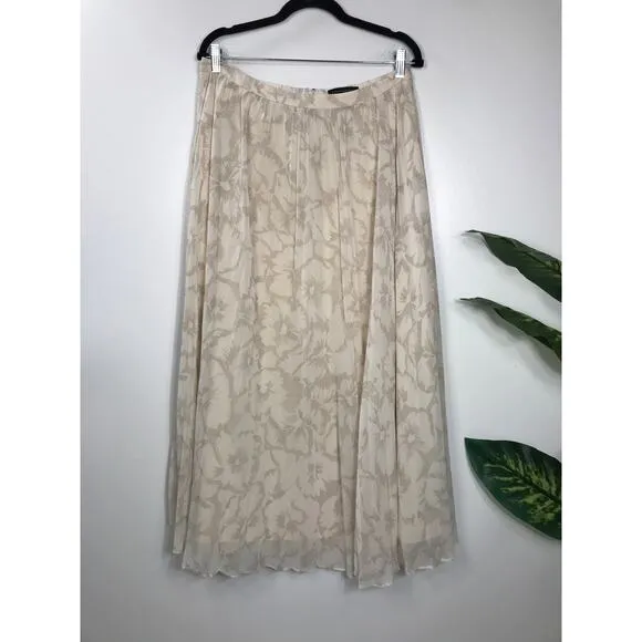 Banana Republic Womens Clothing Maxi Skirt Cream Floral 10 / Medium Garden Party