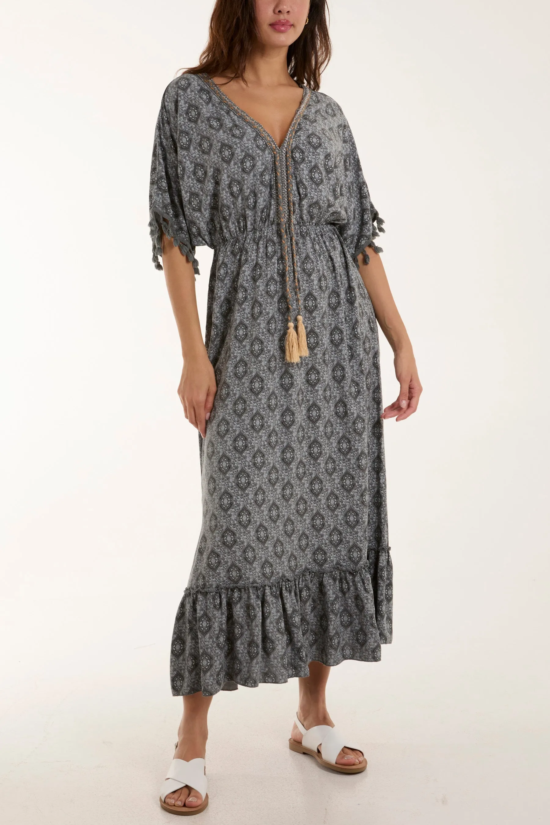 Baroque Floral Tassel Dress