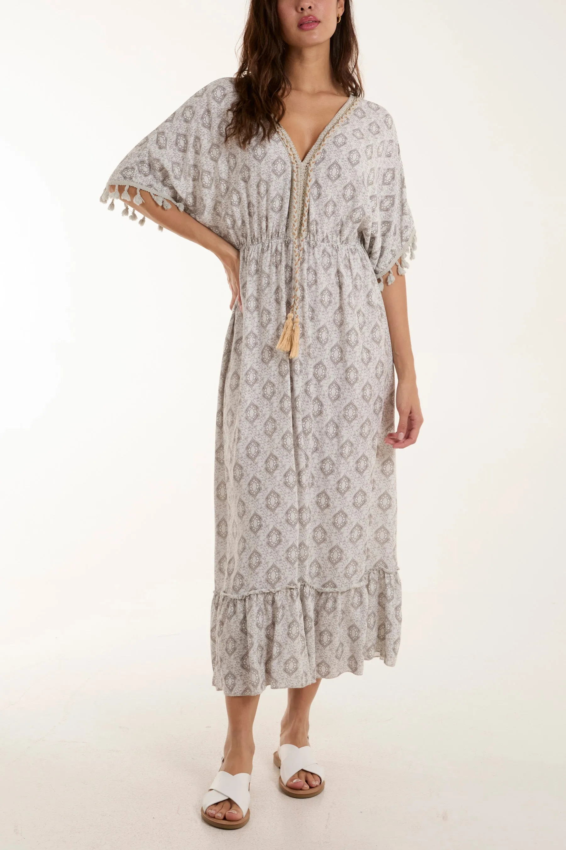 Baroque Floral Tassel Dress