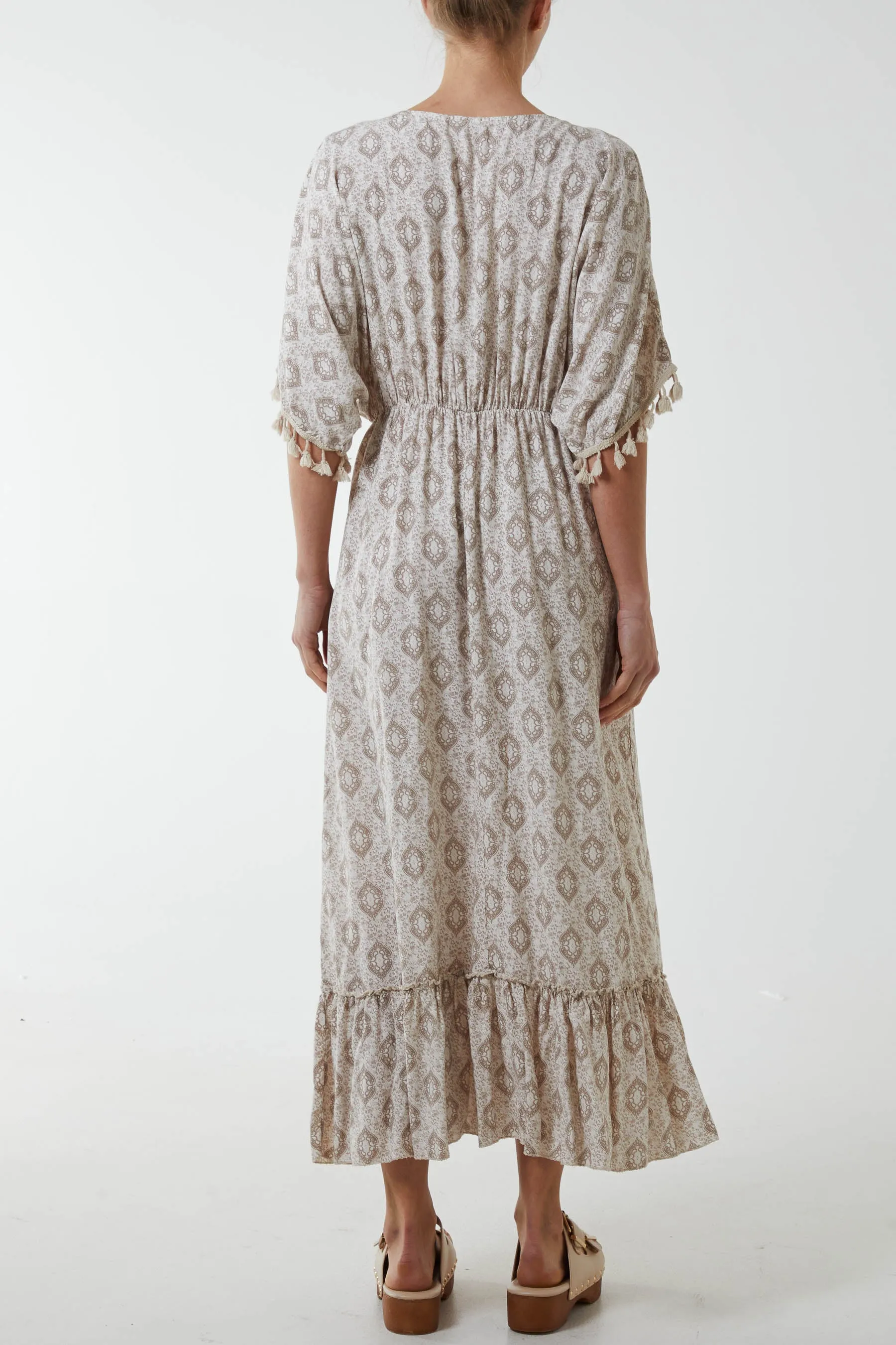 Baroque Floral Tassel Dress