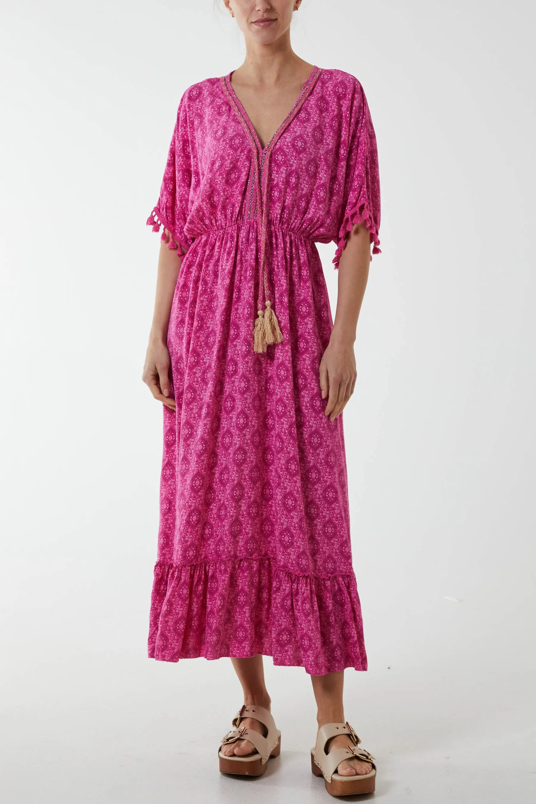 Baroque Floral Tassel Dress