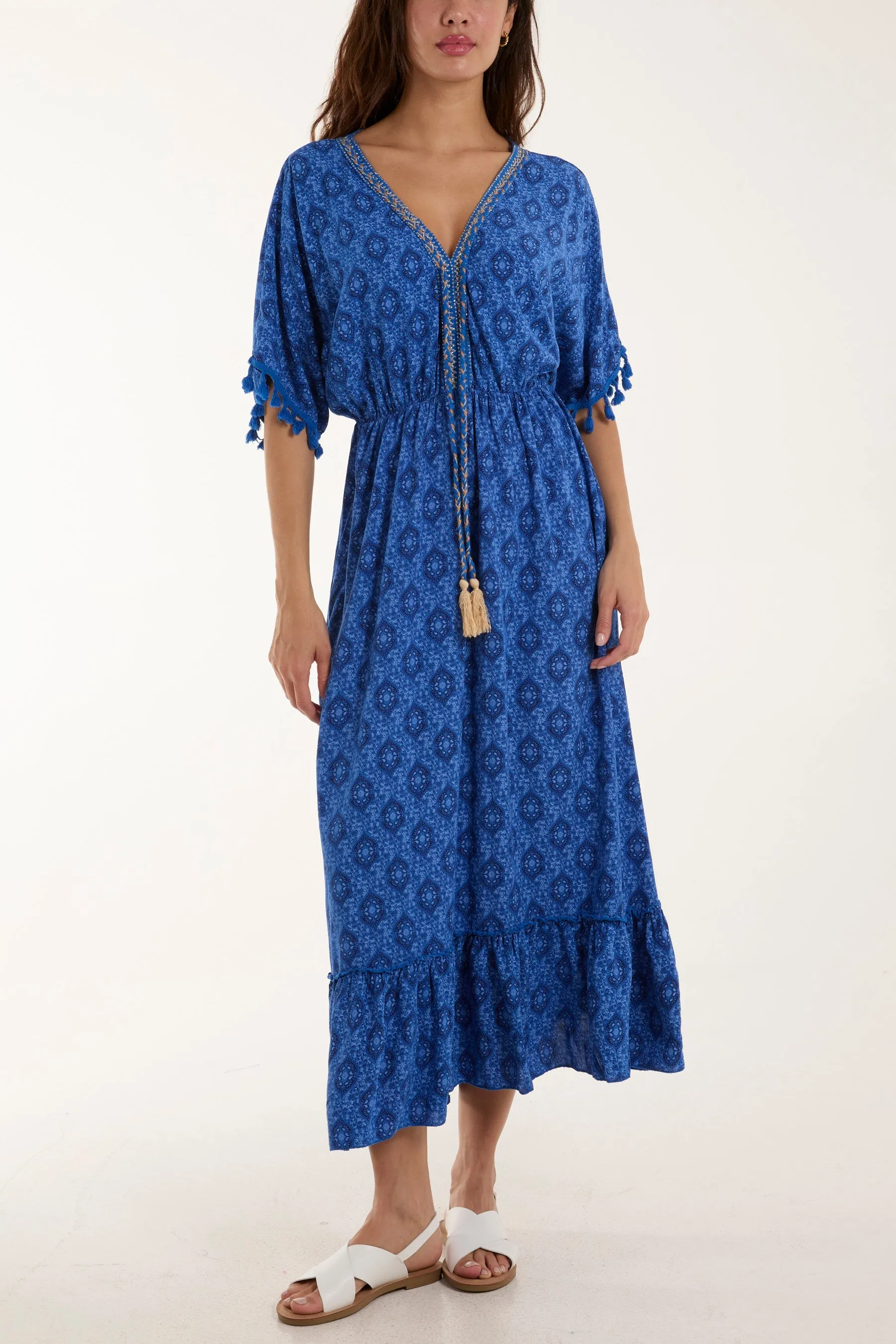 Baroque Floral Tassel Dress