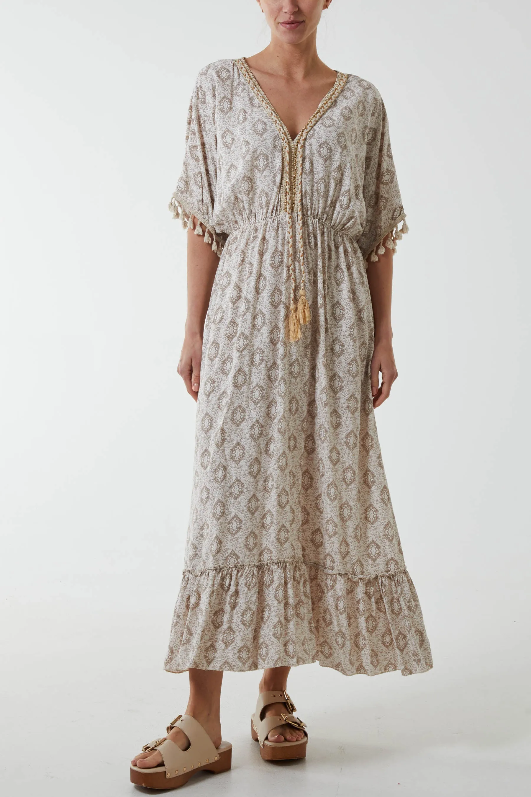 Baroque Floral Tassel Dress