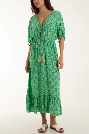 Baroque Floral Tassel Dress