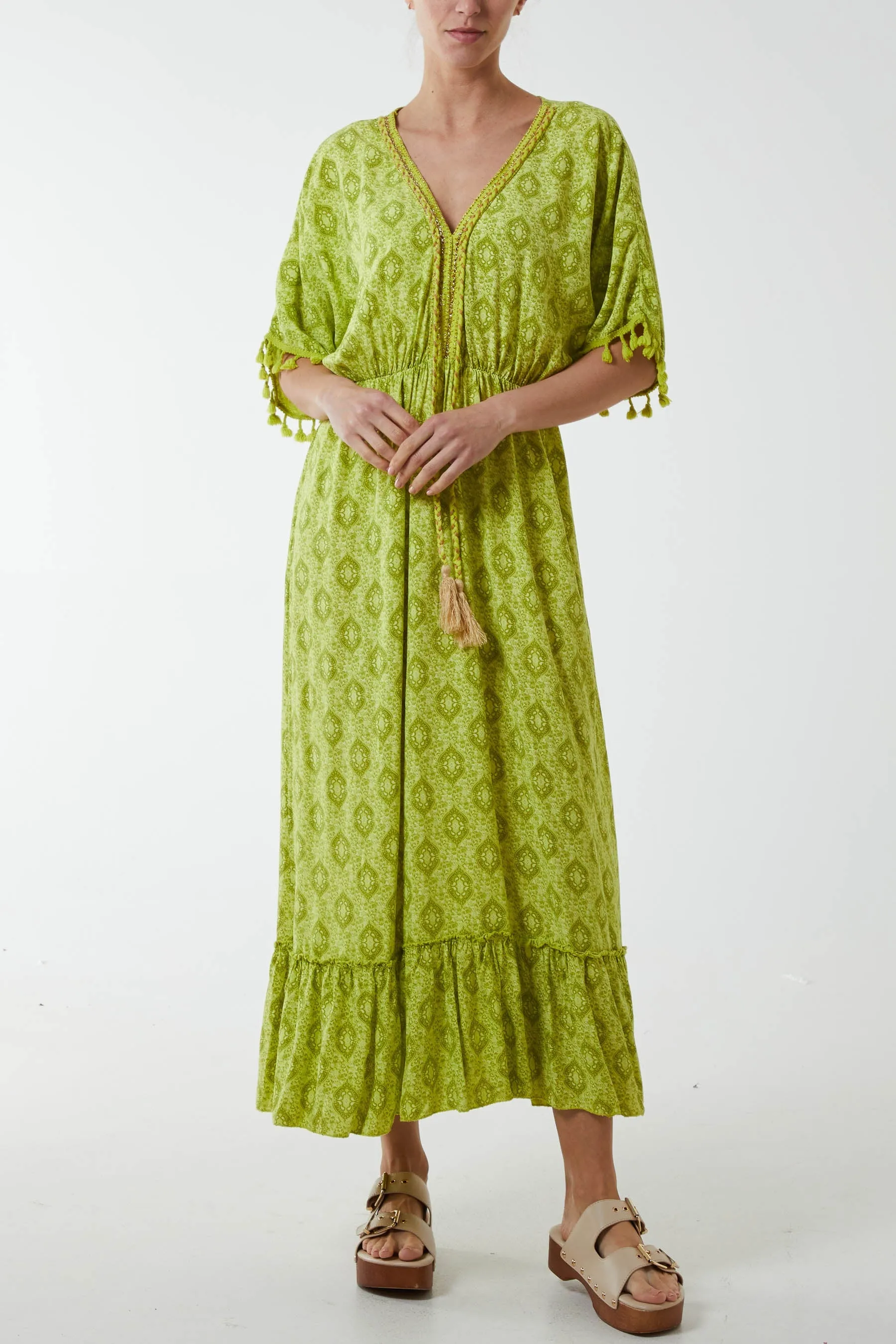 Baroque Floral Tassel Dress