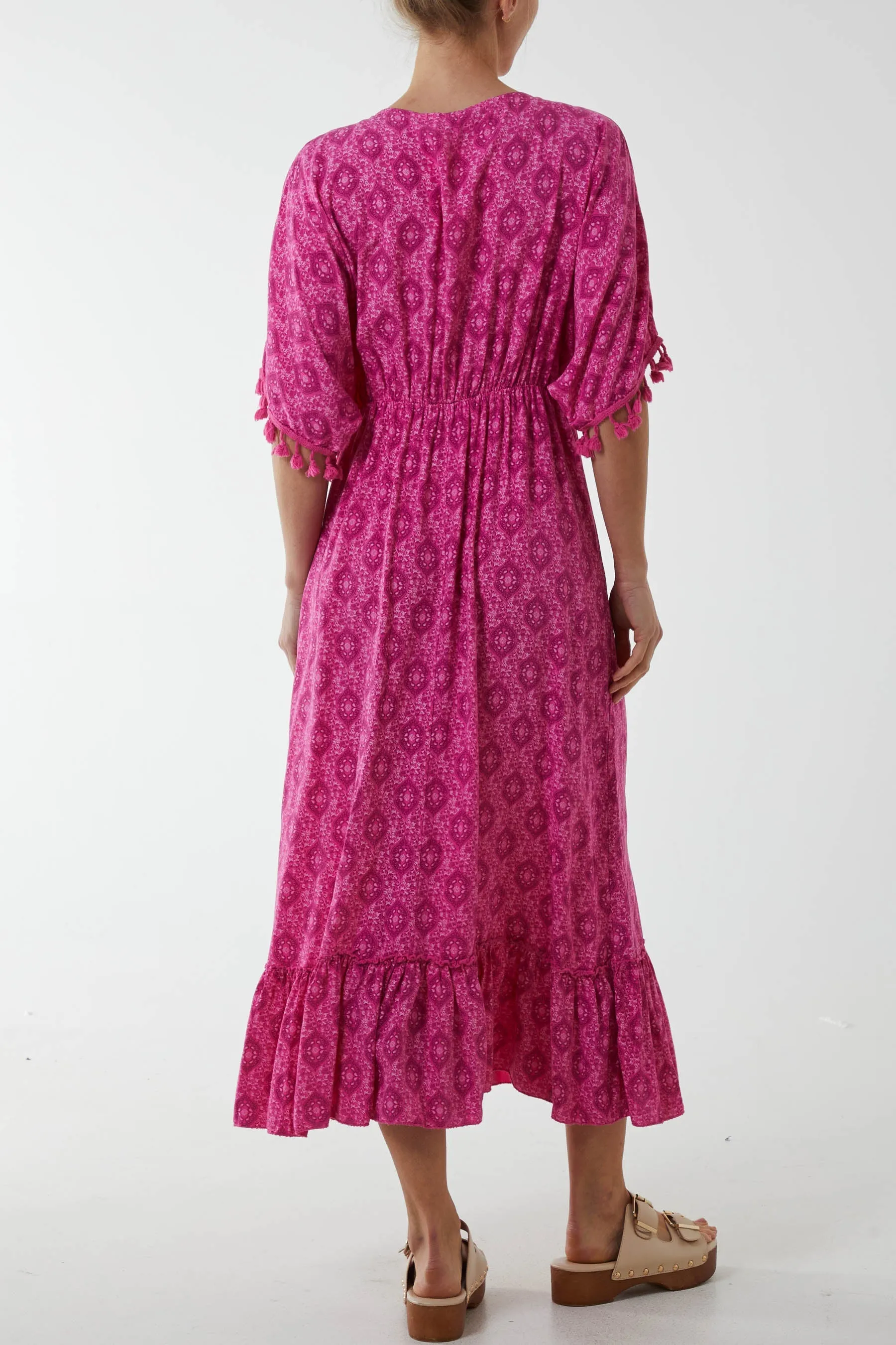 Baroque Floral Tassel Dress