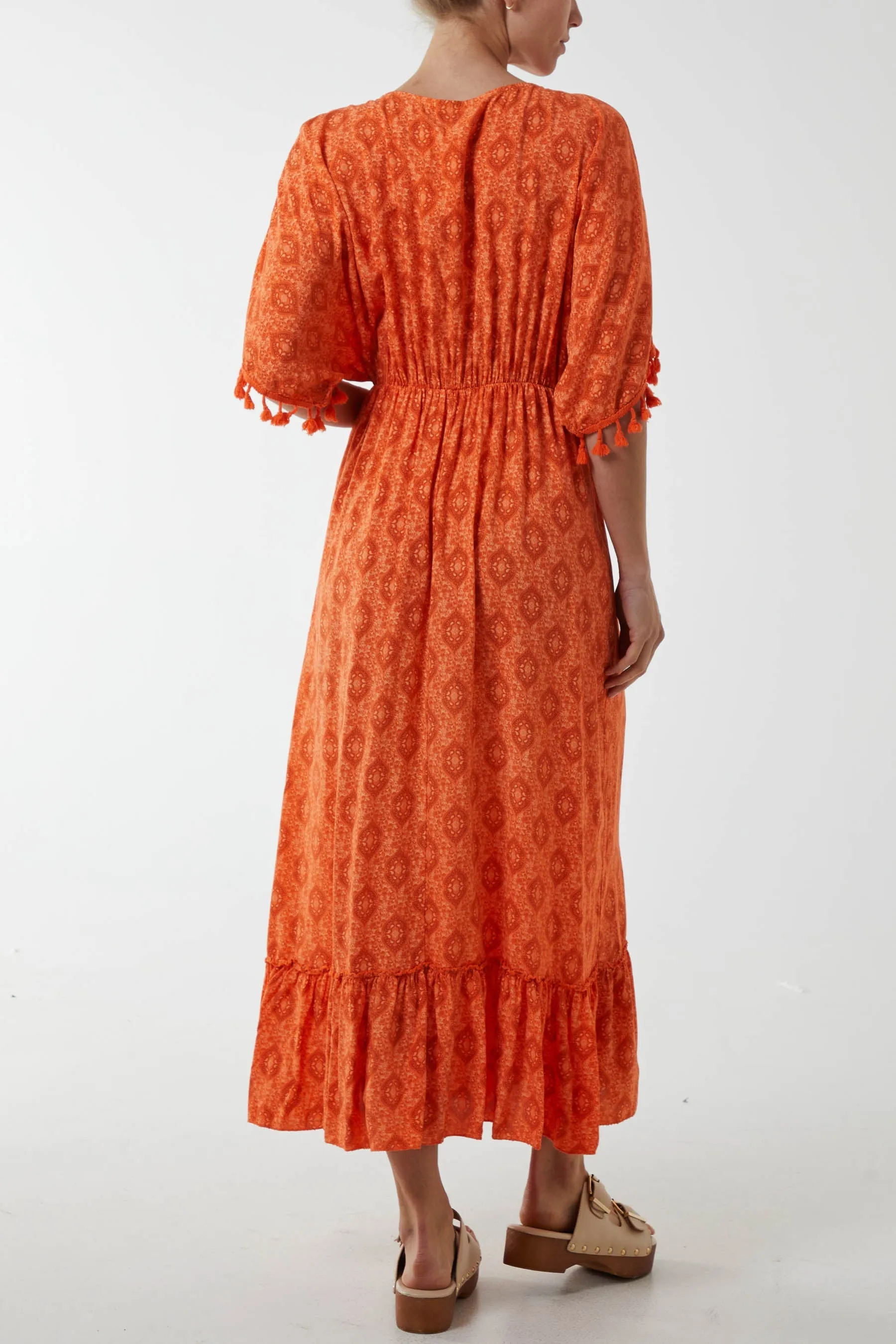 Baroque Floral Tassel Dress