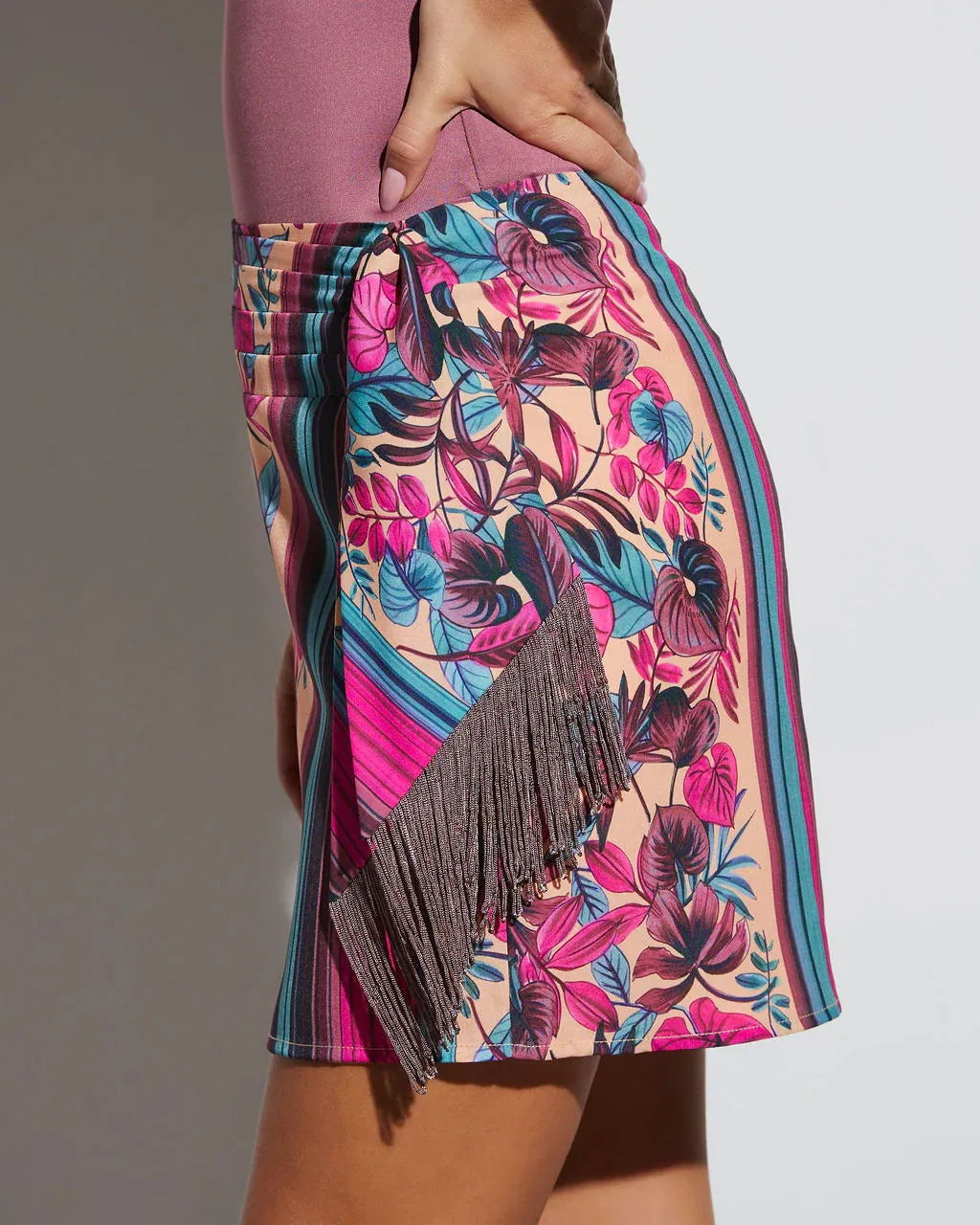 Bassett Satin Faux Wrap Mini Skirt