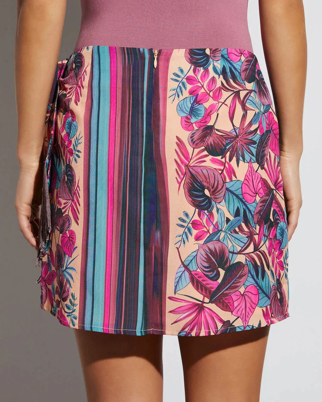 Bassett Satin Faux Wrap Mini Skirt