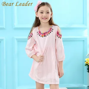 Bear Leader Girls Dress 2018 Brand Princess Dress Summer Style Dew Shoulder Design for Girls Dress 3-7Years Children Clothing
