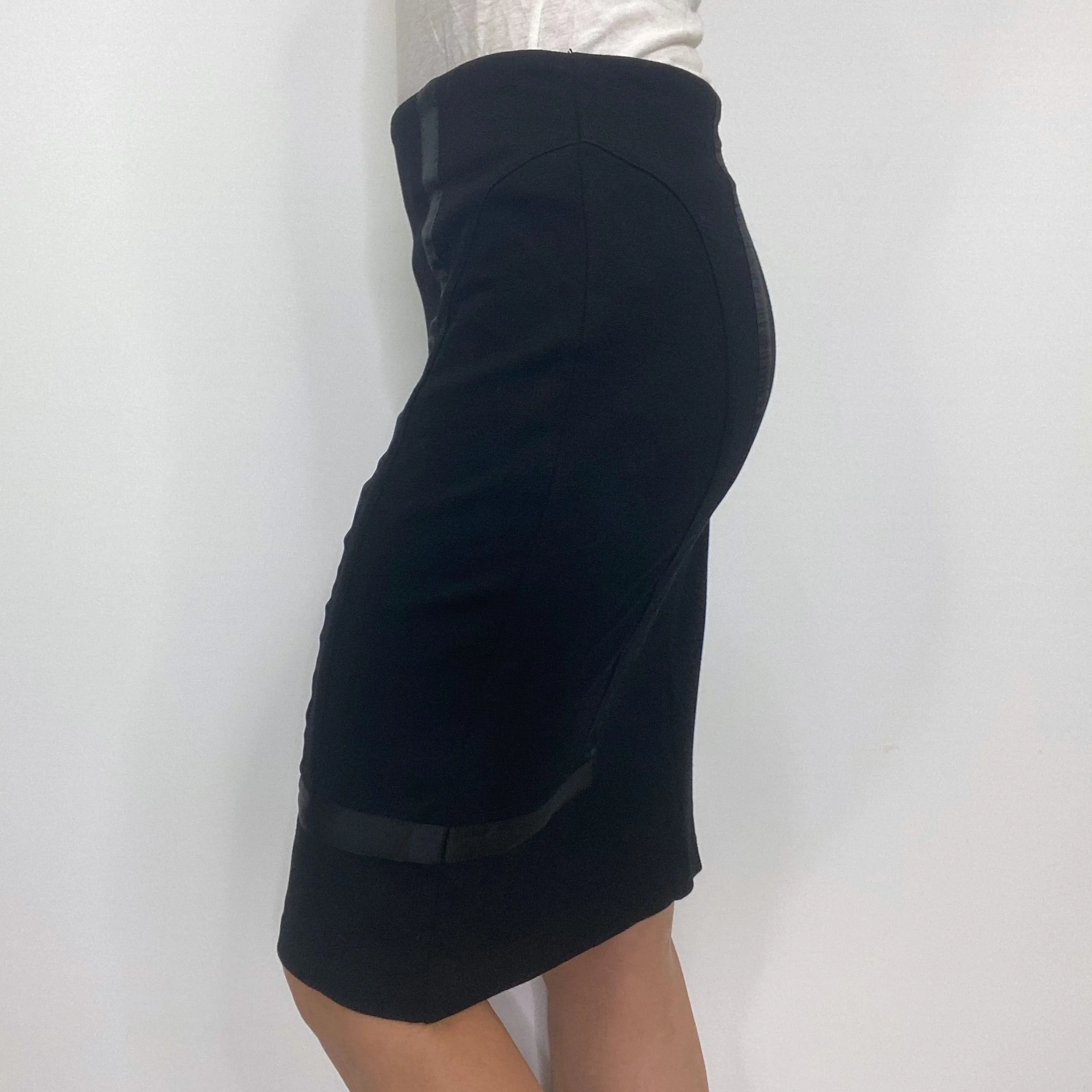 bebe Black Stretch Ribbon Accent Pencil Skirt