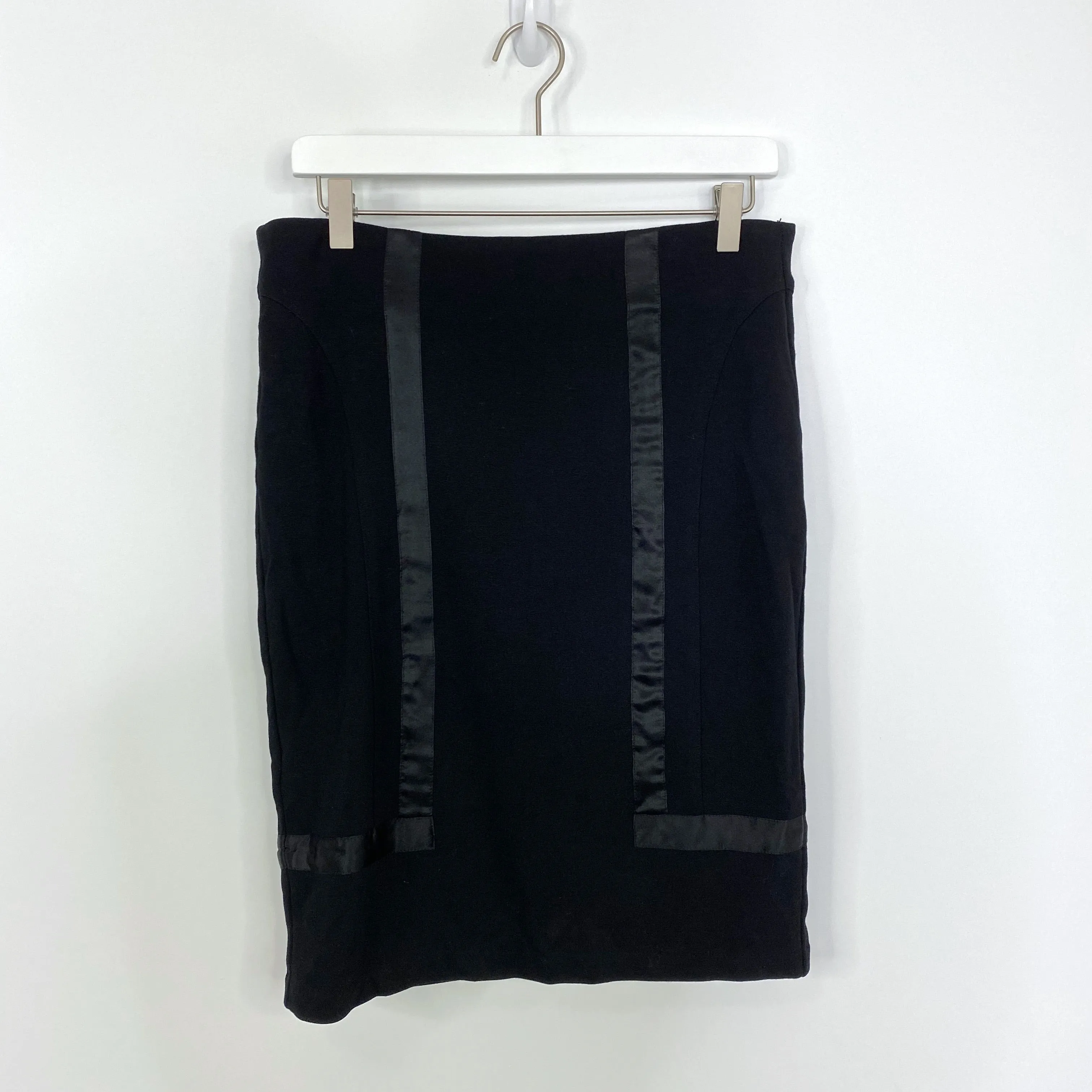 bebe Black Stretch Ribbon Accent Pencil Skirt