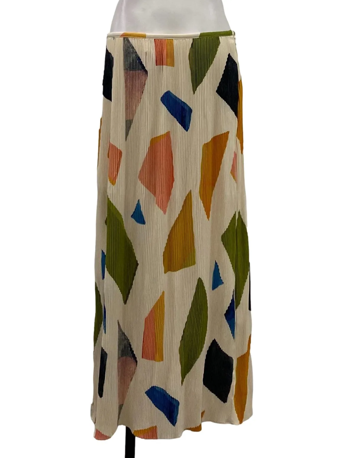 Beige Pleated Long Skirt
