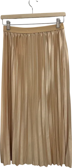 Beige Pleated Midaxi Skirt UK M