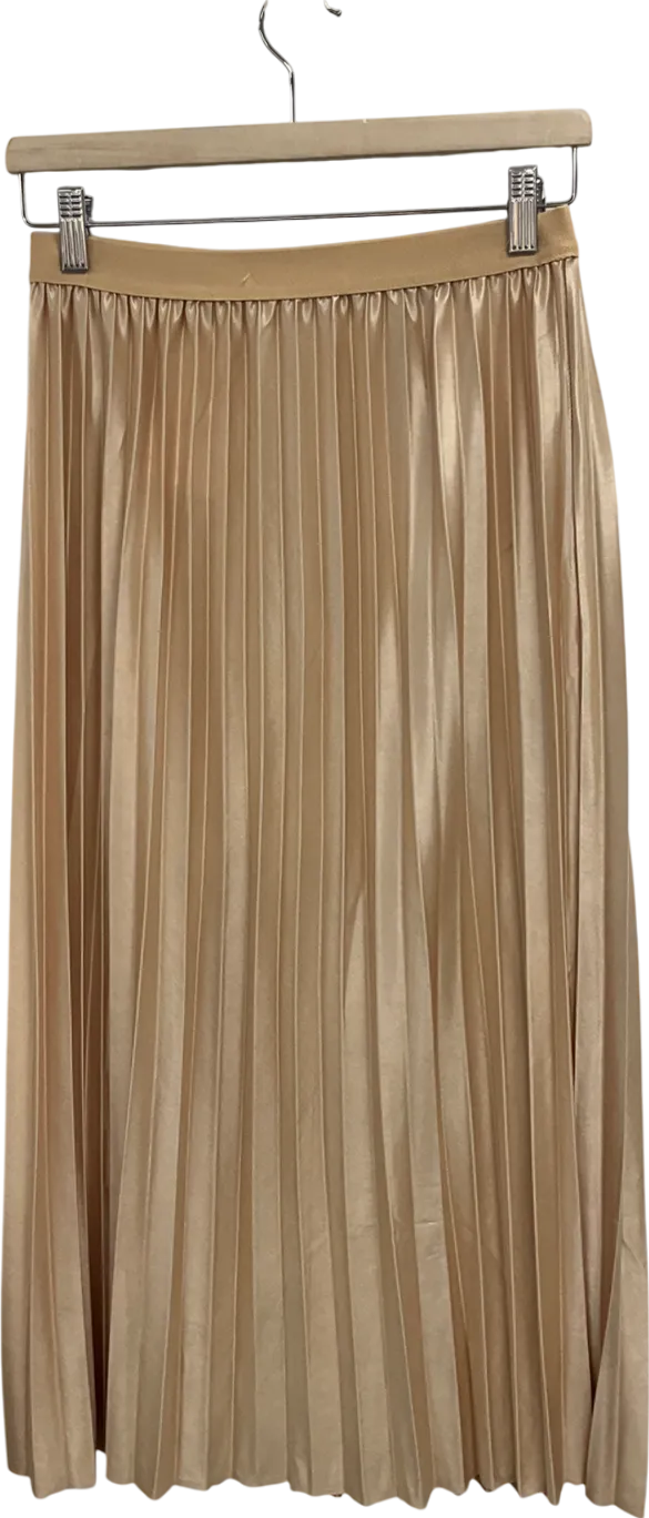 Beige Pleated Midaxi Skirt UK M