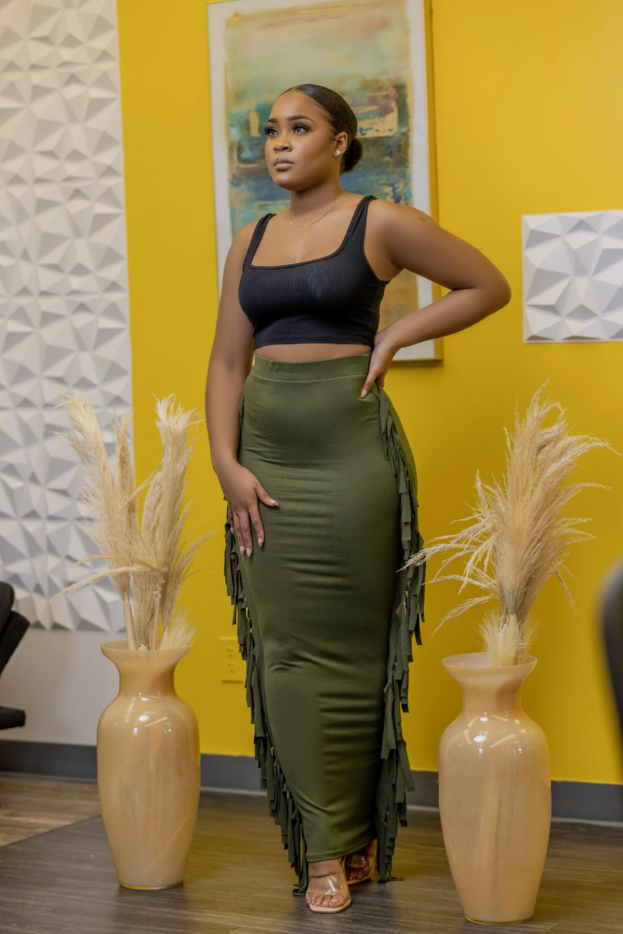 Bella Fringe Maxi Skirt (Reg)