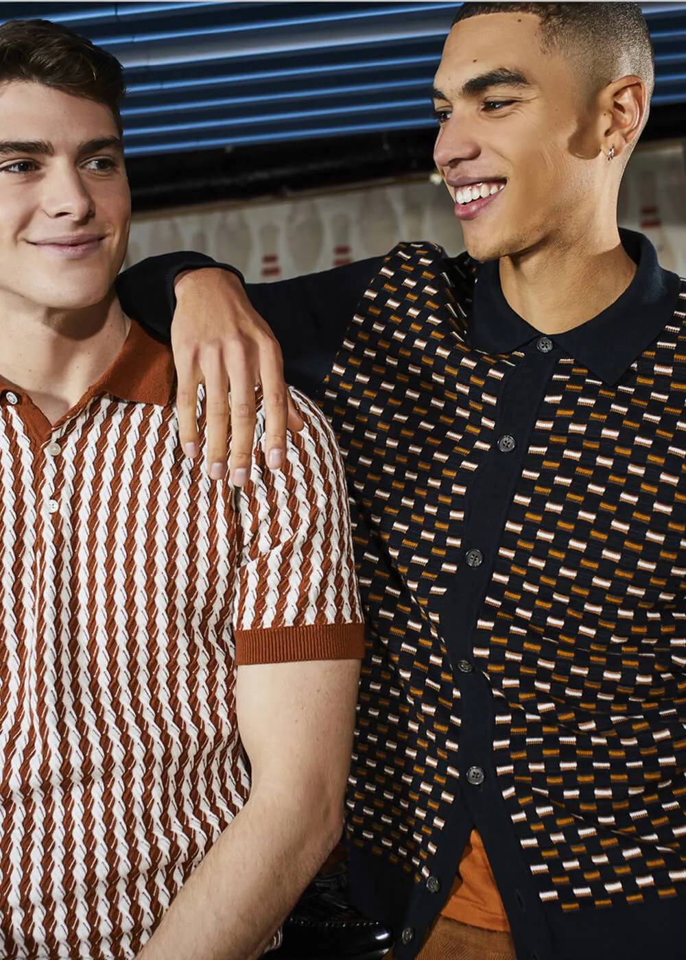 Ben Sherman Argyle Cable Polo Orange White