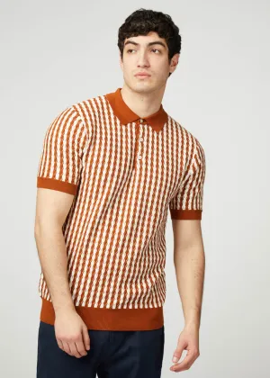Ben Sherman Argyle Cable Polo Orange White