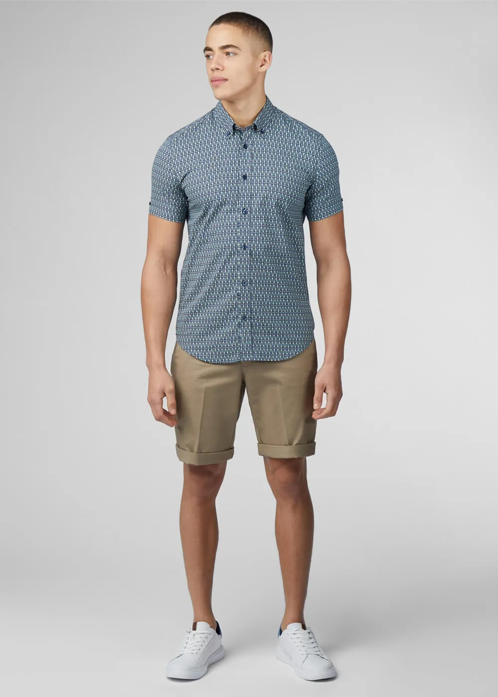Ben Sherman Geo Spot Shirt Petrol Blue