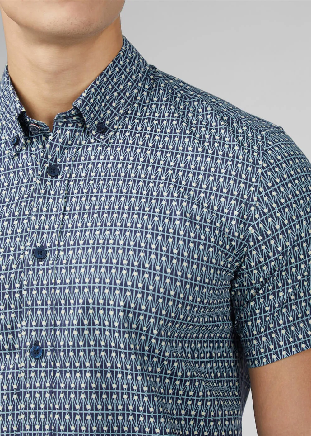 Ben Sherman Geo Spot Shirt Petrol Blue
