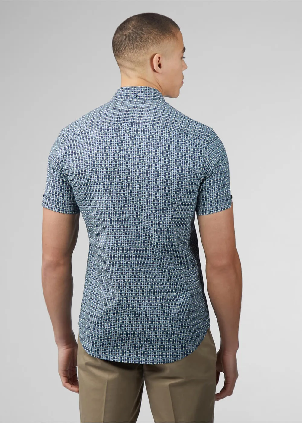 Ben Sherman Geo Spot Shirt Petrol Blue