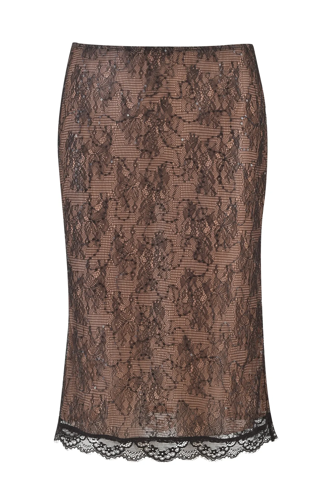 BIJOU MIDI SKIRT - BLACK : LACE