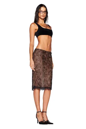 BIJOU MIDI SKIRT - BLACK : LACE