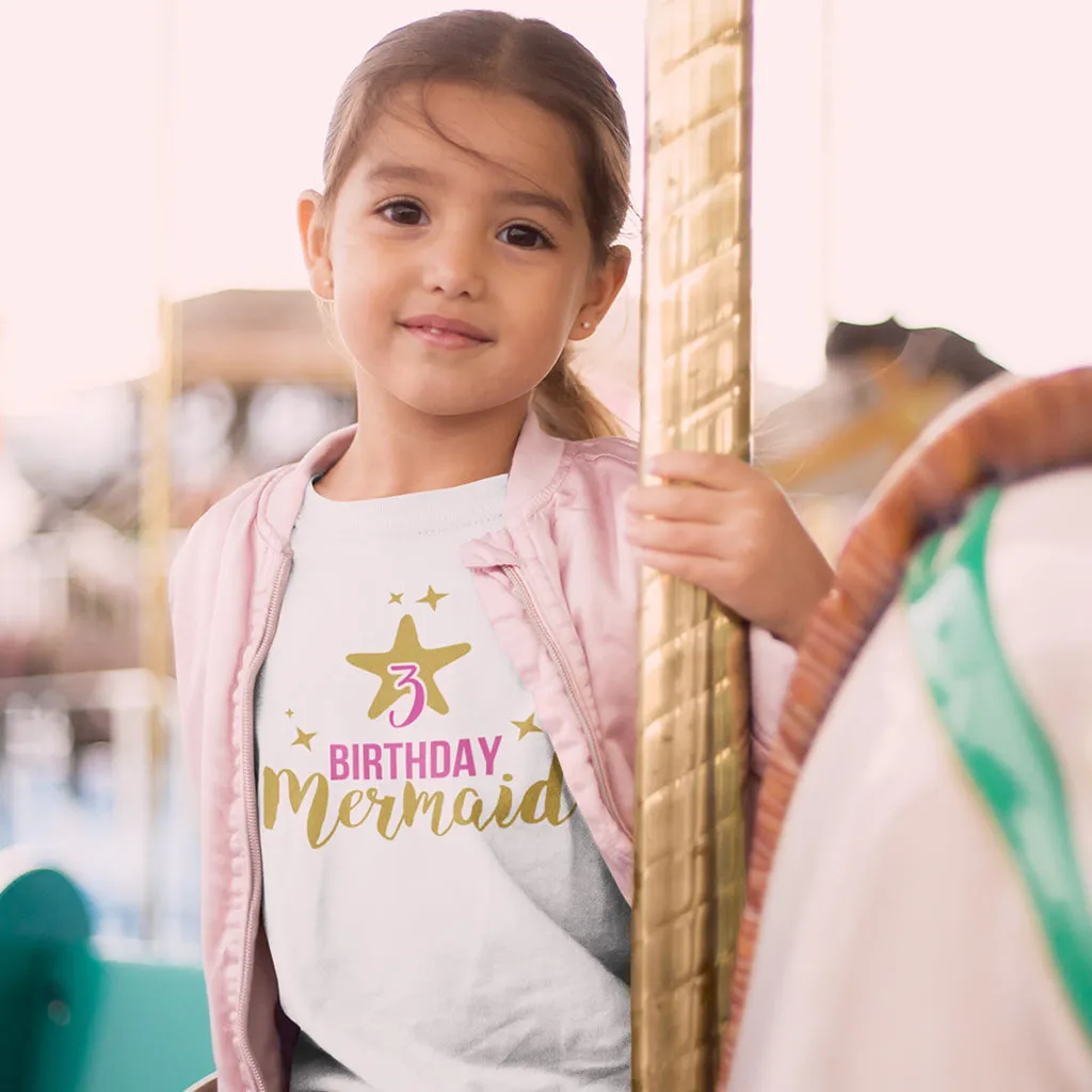 Birthday Mermaid - Short Sleeve Graphic Birthday Girl Tee / One Piece