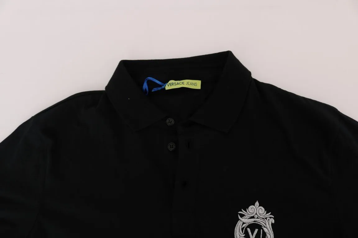 Black Cotton Short Sleeve Polo T-Shirt