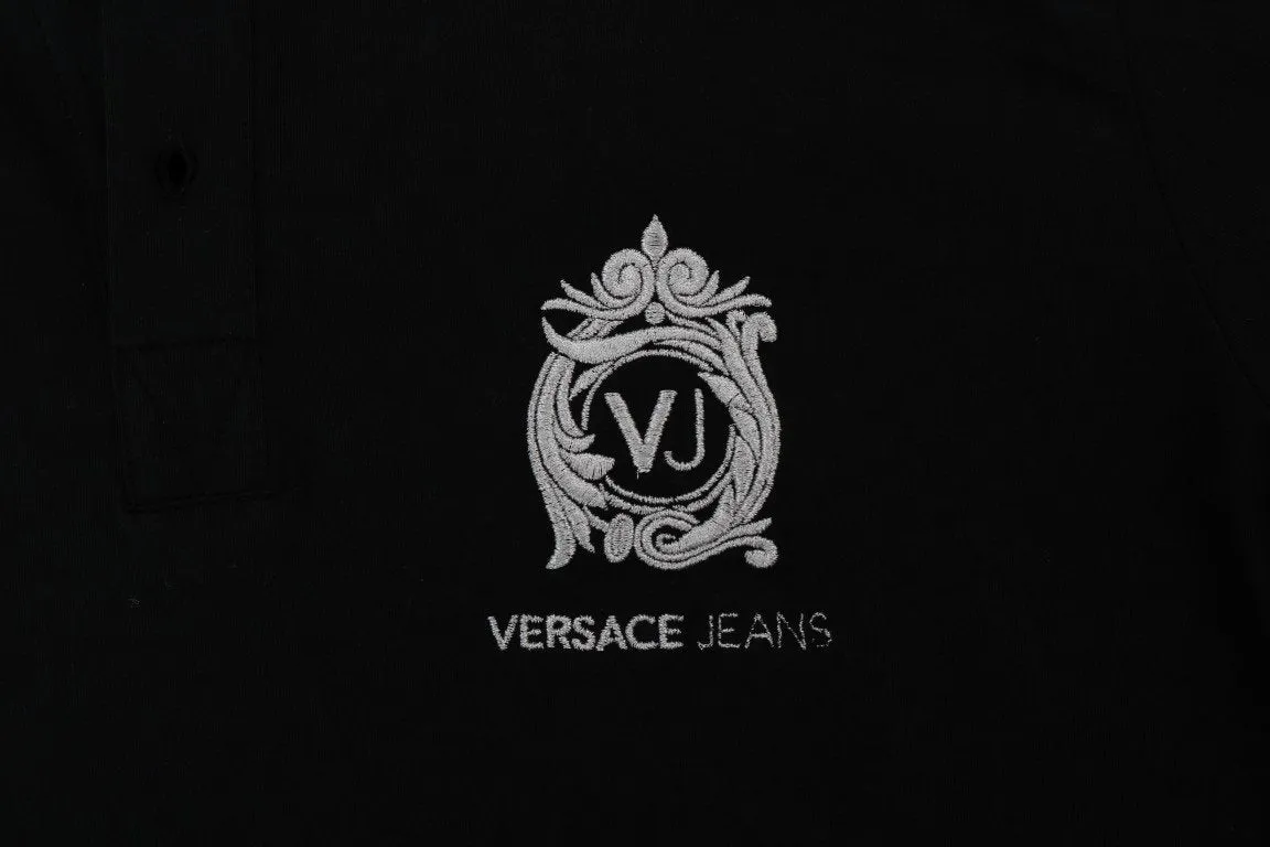 Black Cotton Short Sleeve Polo T-Shirt