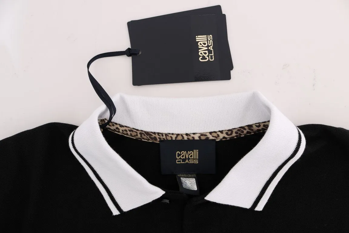 Black Cotton Short Sleeve Polo T-Shirt